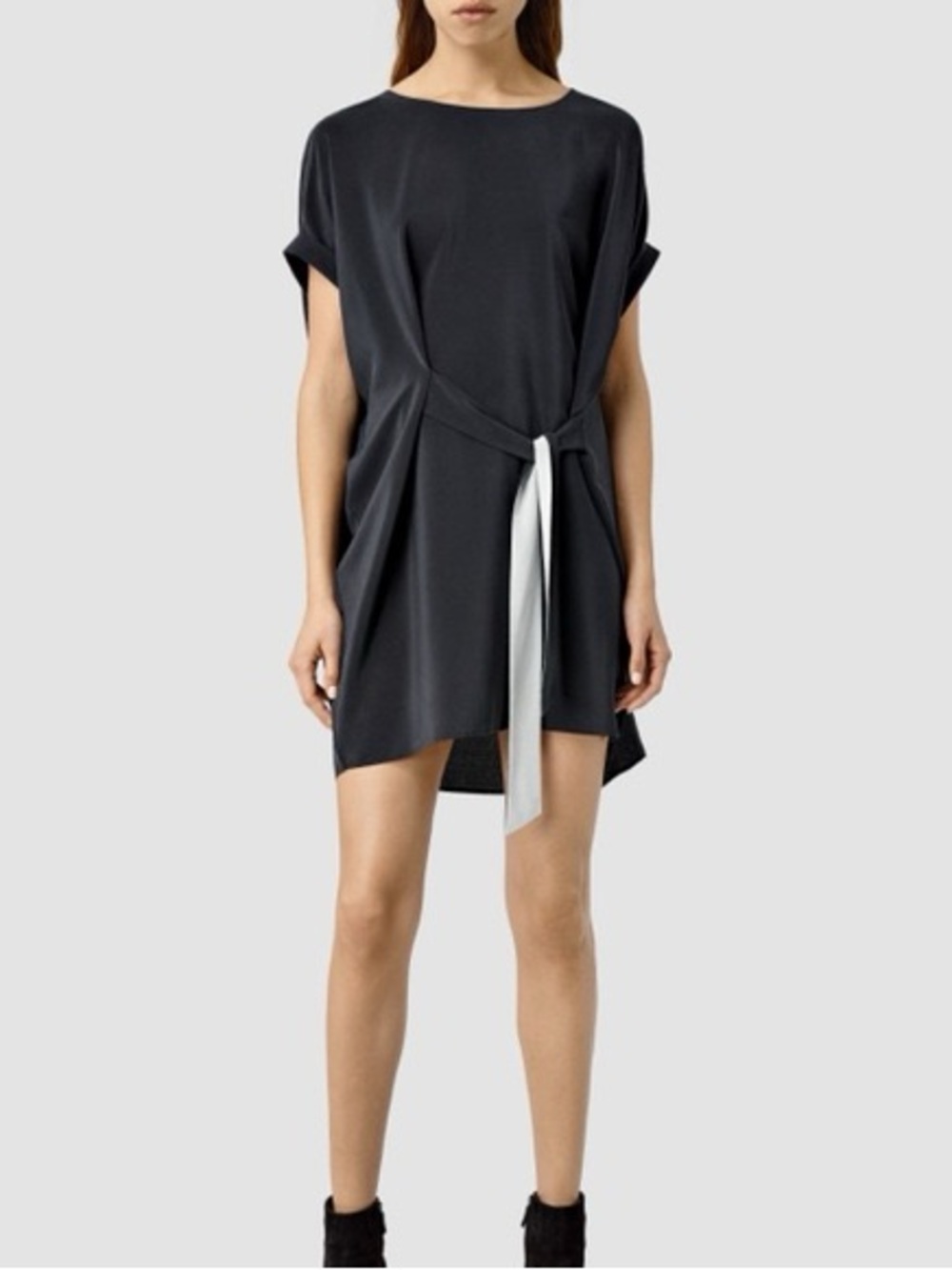 All Saints Sonny Dress in Blue Silk